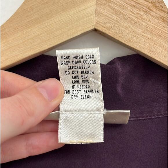 Freeport Studio 100% Silk Velvet Trim Oversized Artsy Button-Down Blouse - Med - Picture 7 of 9